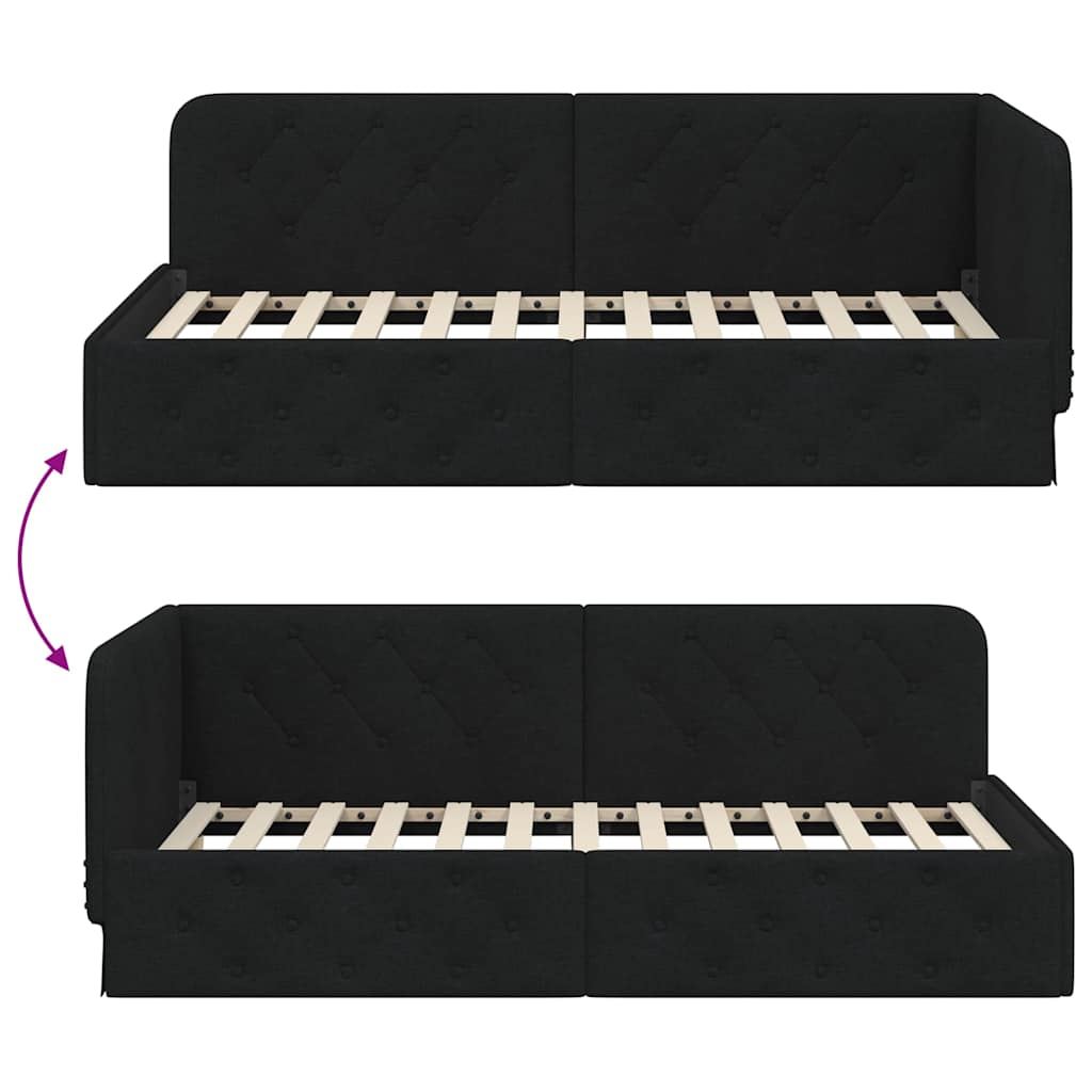 Κρεβάτι Γωνίας Μαύρο 90 x 200 cm ύφασμα