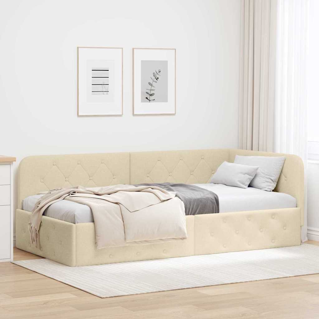 Κρεβάτι Γωνίας Κρεμ 90 x 200 cm ύφασμα