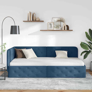 Κρεβάτι Γωνίας Μπλε 90 x 200 cm ύφασμα