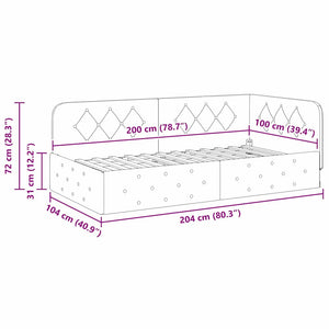 Κρεβάτι Γωνίας Σκούρο Πράσινο 100 x 200 cm ύφασμα