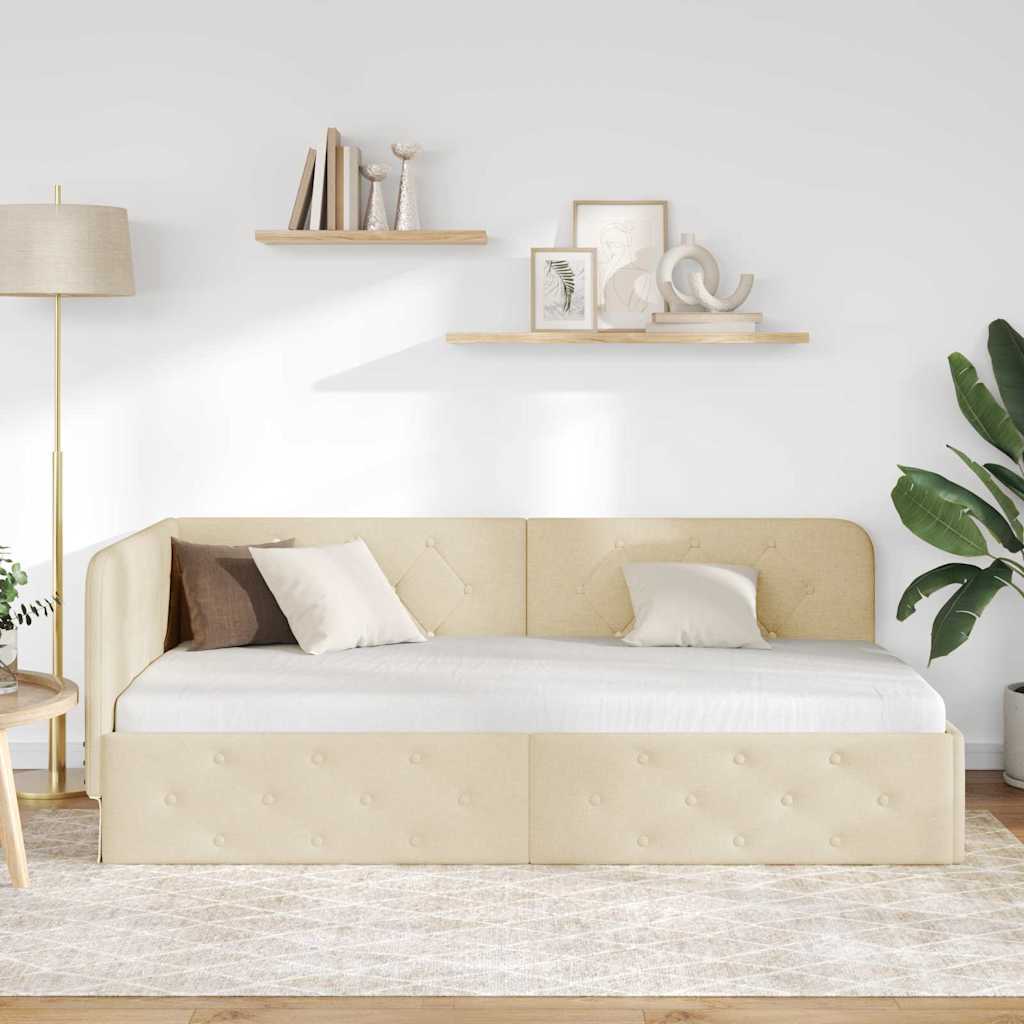Κρεβάτι Γωνίας Κρεμ 100 x 200 cm ύφασμα