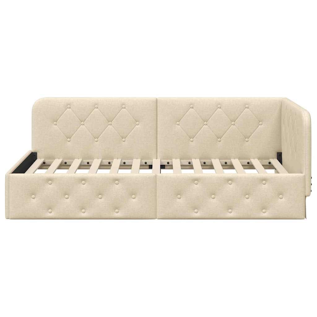 Κρεβάτι Γωνίας Κρεμ 100 x 200 cm ύφασμα