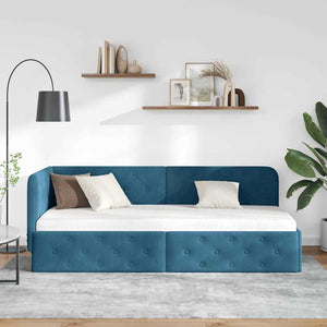 Κρεβάτι Γωνίας Μπλε 80 x 200 cm Βελούδο