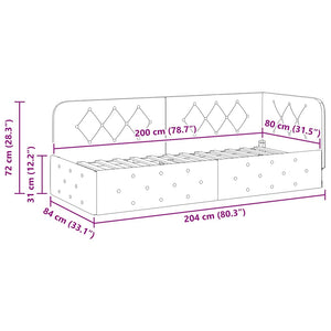 Κρεβάτι Γωνίας Κόκκινο 80 x 200 cm Βελούδο