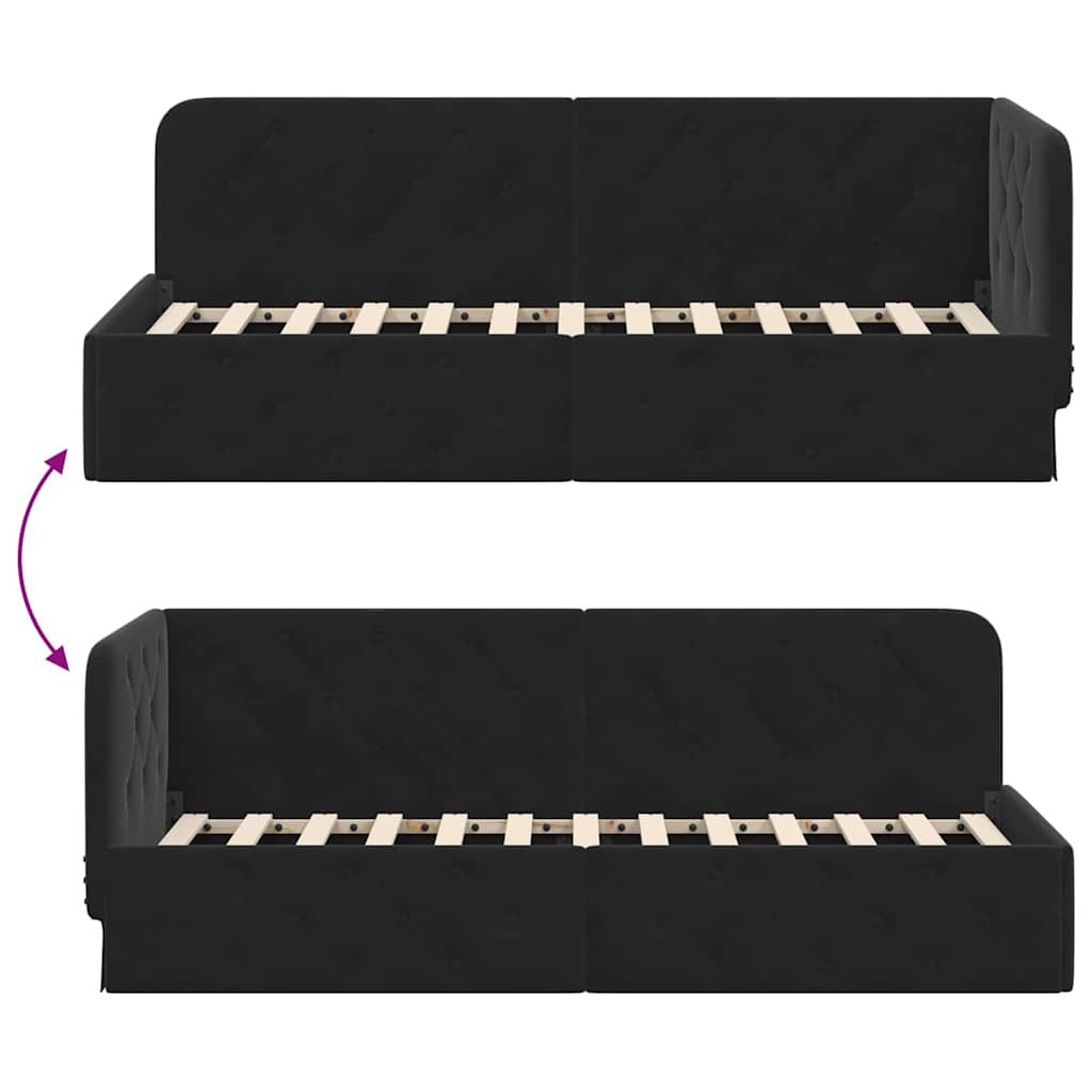 Κρεβάτι Γωνίας Μαύρο 80 x 200 cm Βελούδο