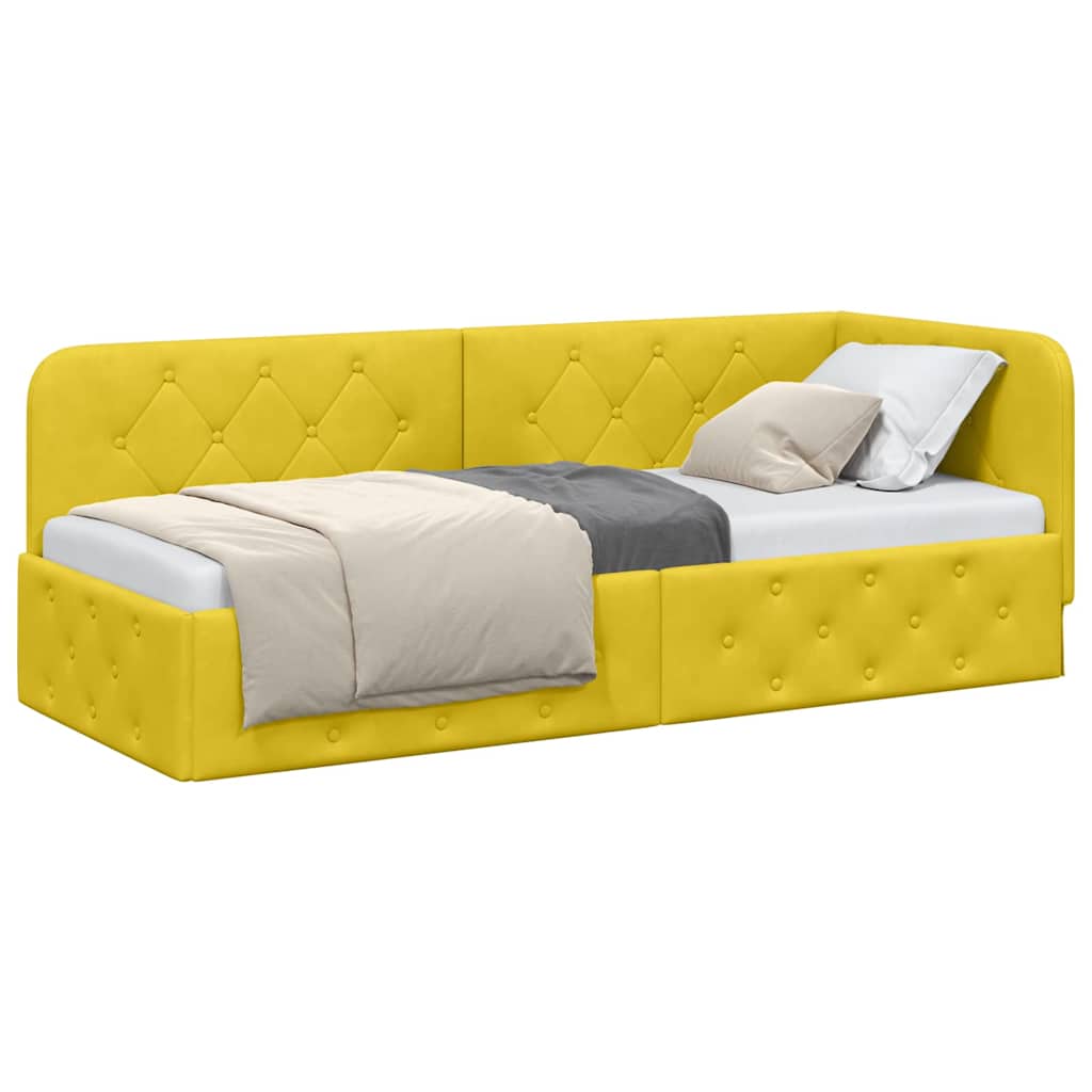 Κρεβάτι Γωνίας Κίτρινο 80 x 200 cm Βελούδο