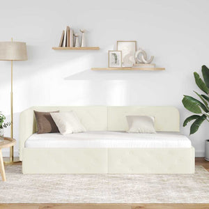 Κρεβάτι Γωνίας Κρεμ 80 x 200 cm Βελούδο