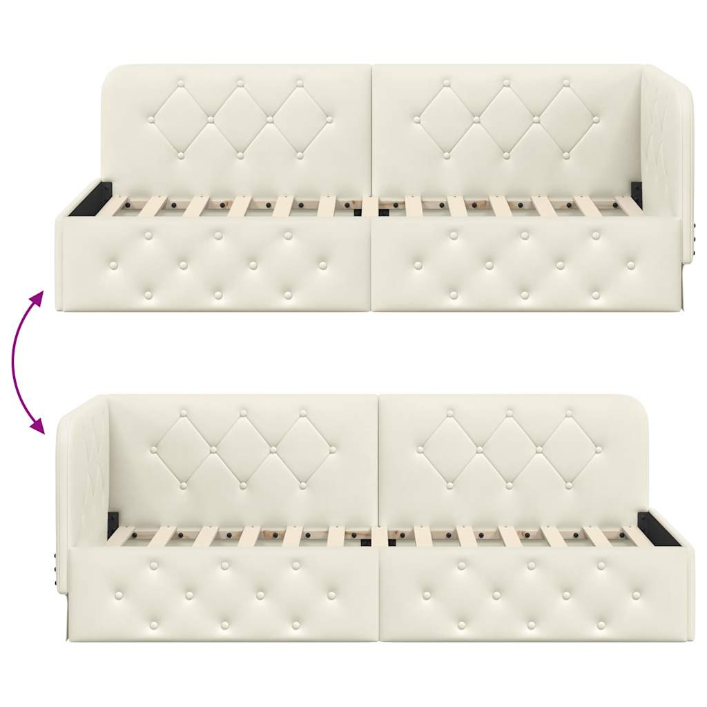 Κρεβάτι Γωνίας Κρεμ 80 x 200 cm Βελούδο