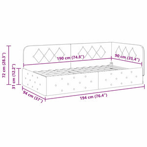 Κρεβάτι Γωνίας Ροζ 90 x 190 cm Βελούδο