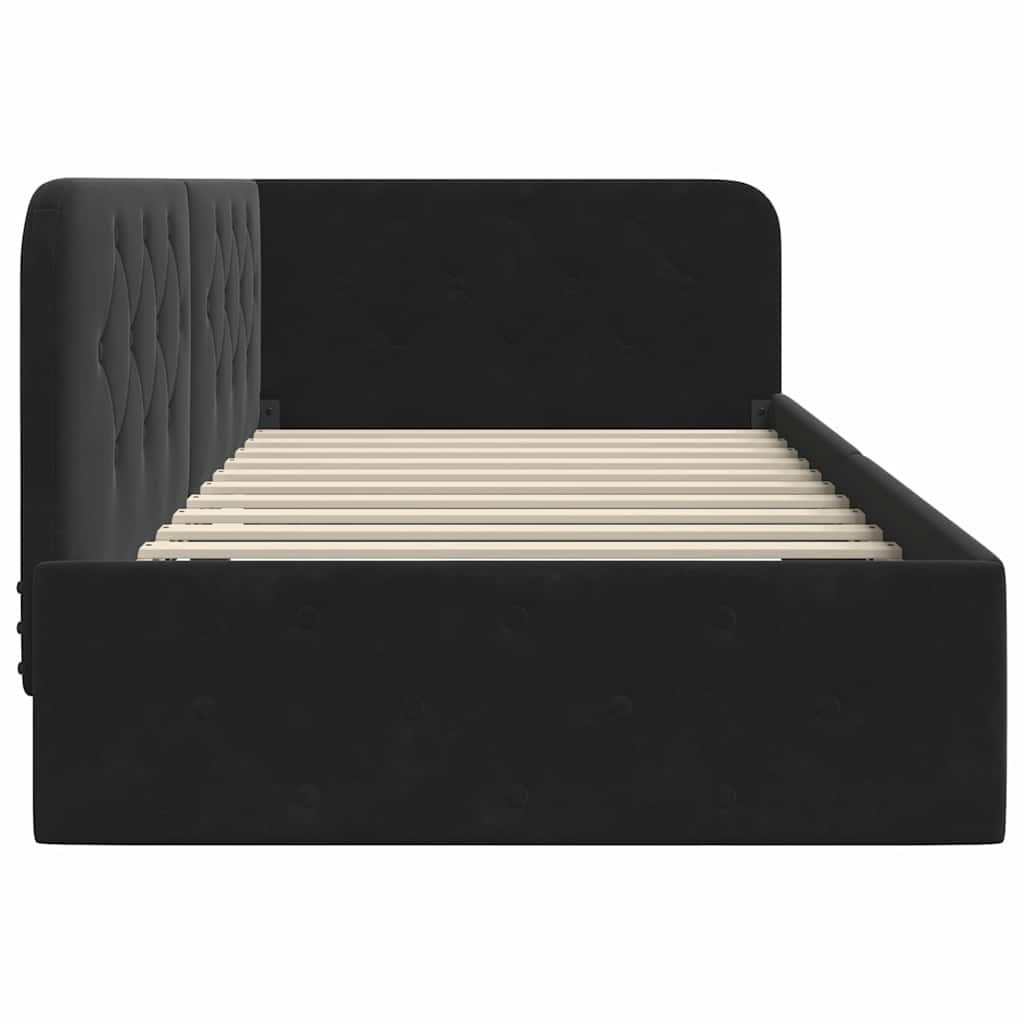 Κρεβάτι Γωνίας Μαύρο 90 x 190 cm Βελούδο