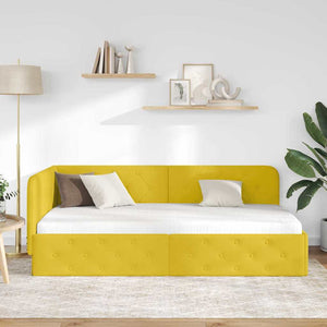 Κρεβάτι Γωνίας Κίτρινο 90 x 190 cm Βελούδο