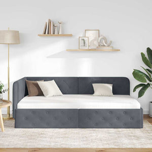 Κρεβάτι Γωνίας με κεφαλάρι Σκούρο Γκρι 90 x 200 cm Βελούδο - Pakobazaar