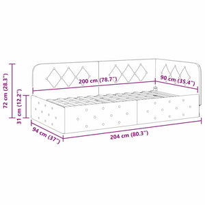 Κρεβάτι Γωνίας Κόκκινο 90 x 200 cm Βελούδο