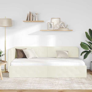 Κρεβάτι Γωνίας Κρεμ 90 x 200 cm Βελούδο