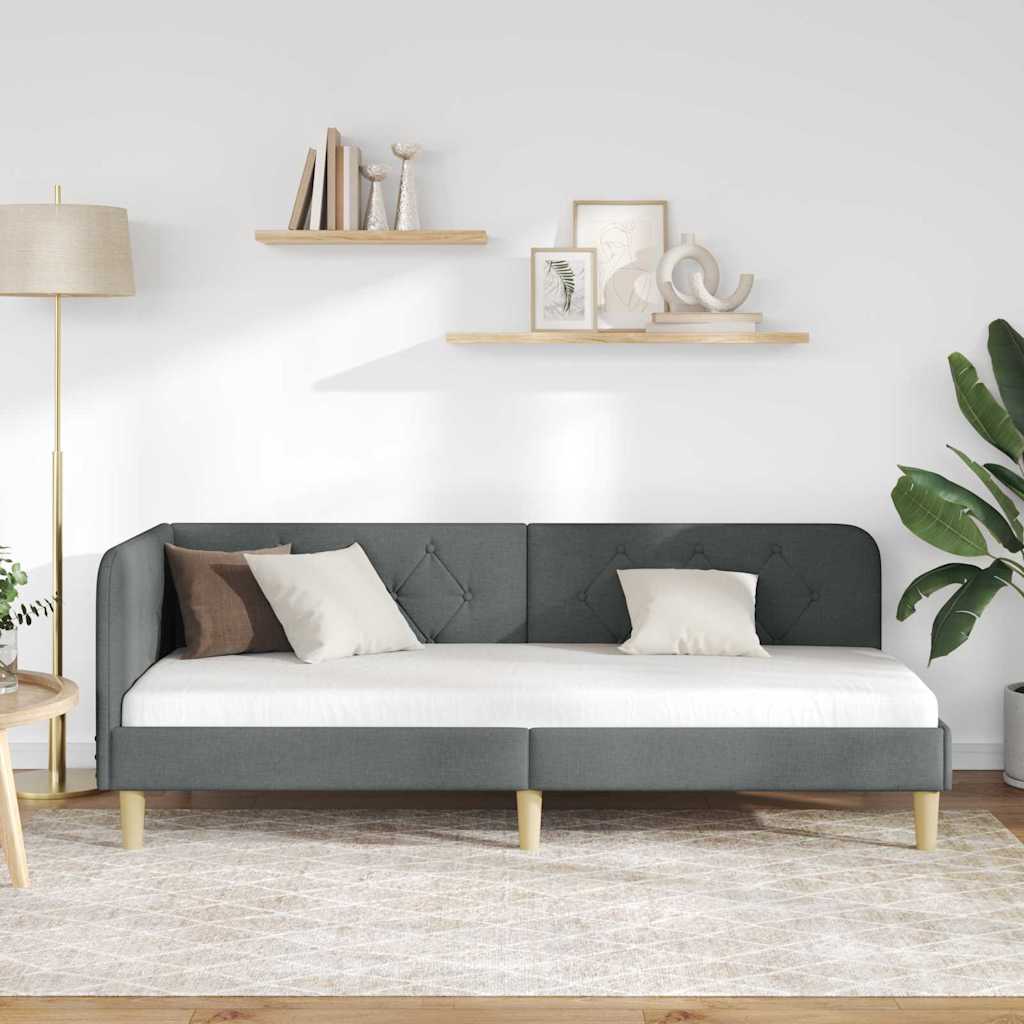 Κρεβάτι Γωνίας Σκούρο Γκρι 80 x 200 cm ύφασμα