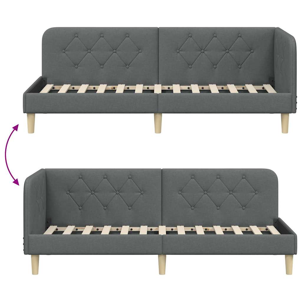 Κρεβάτι Γωνίας Σκούρο Γκρι 80 x 200 cm ύφασμα