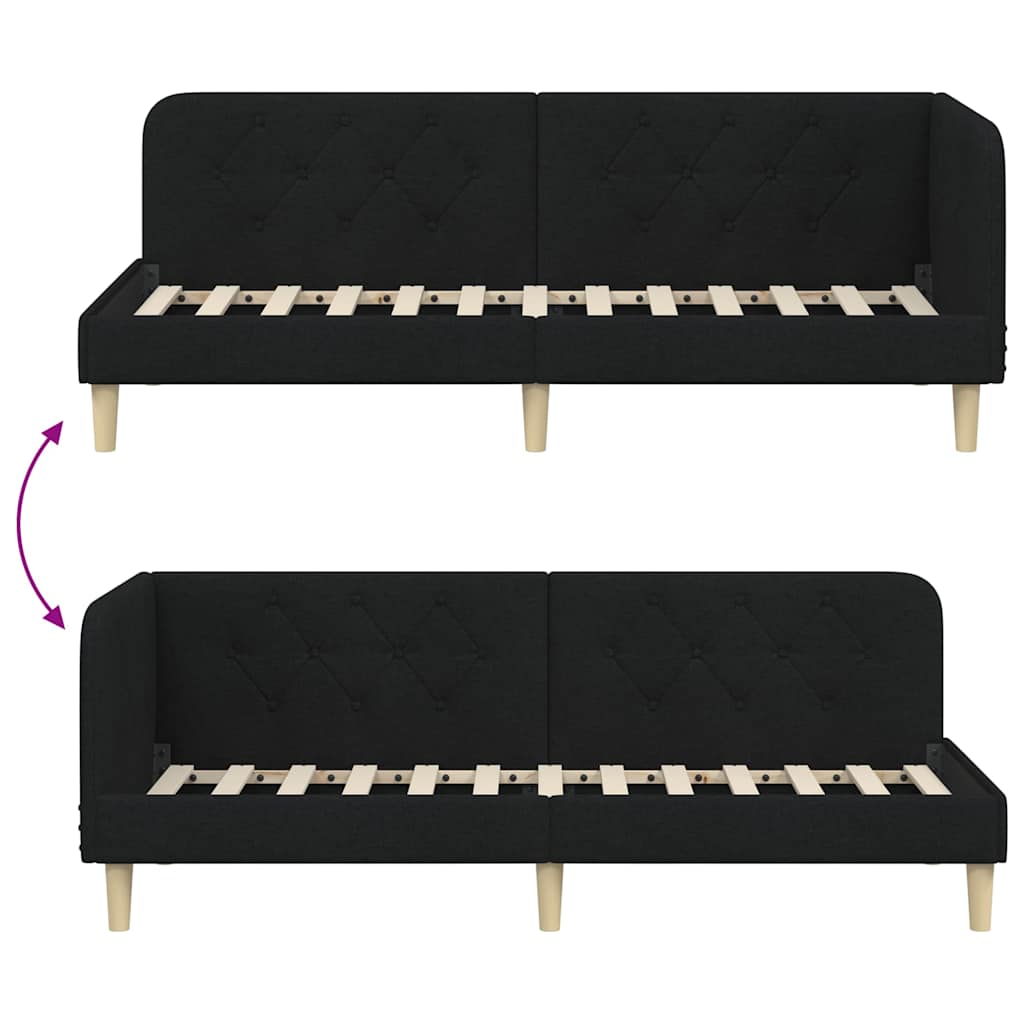 Κρεβάτι Γωνίας Μαύρο 80 x 200 cm ύφασμα