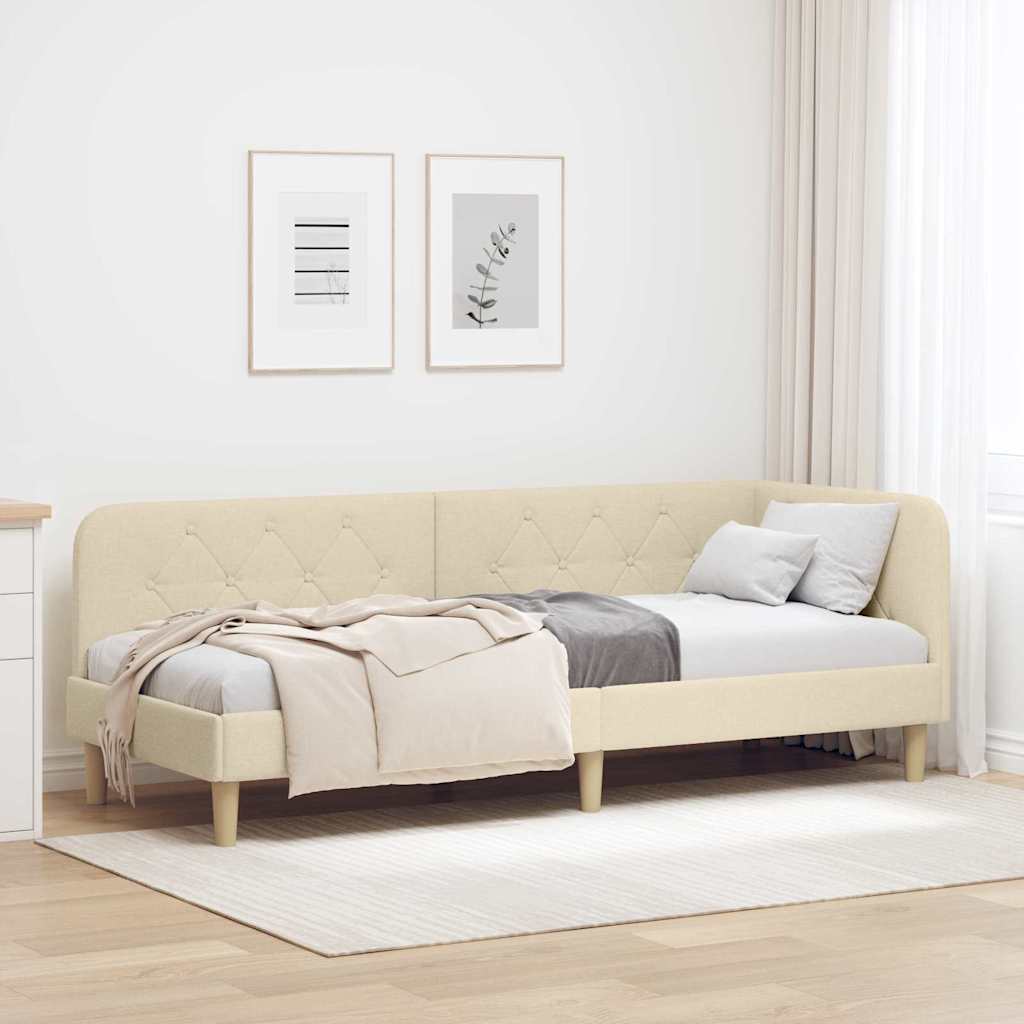 Κρεβάτι Γωνίας Κρεμ 80 x 200 cm ύφασμα