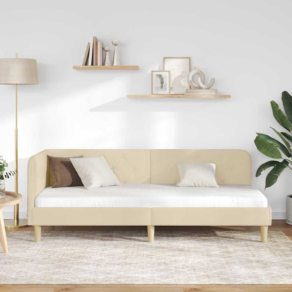 Κρεβάτι Γωνίας Κρεμ 80 x 200 cm ύφασμα