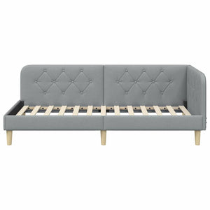 Κρεβάτι Γωνίας με κεφαλάρι Ανοιχτό γκρι 90 x 190 cm ύφασμα - Pakobazaar