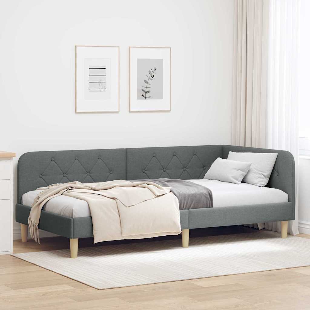 Κρεβάτι Γωνίας Σκούρο Γκρι 90 x 190 cm ύφασμα