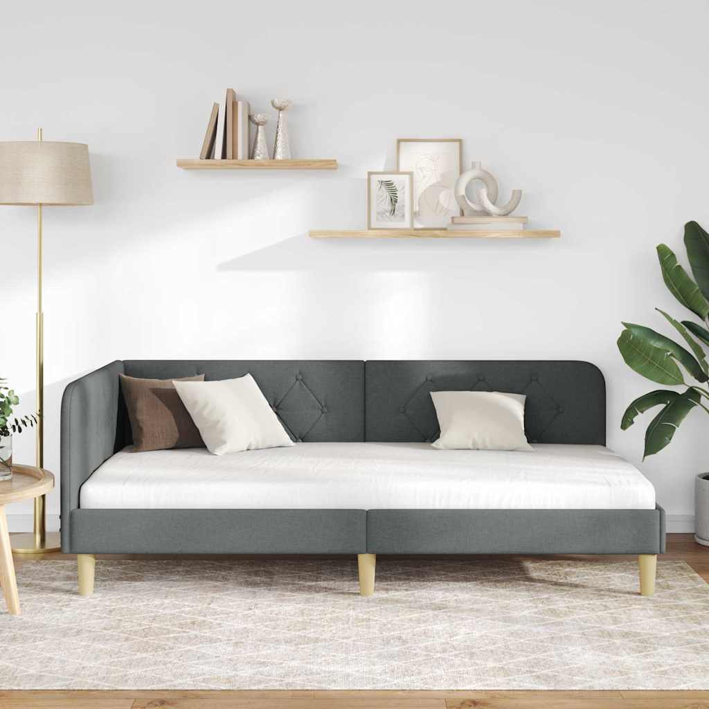 Κρεβάτι Γωνίας Σκούρο Γκρι 90 x 190 cm ύφασμα