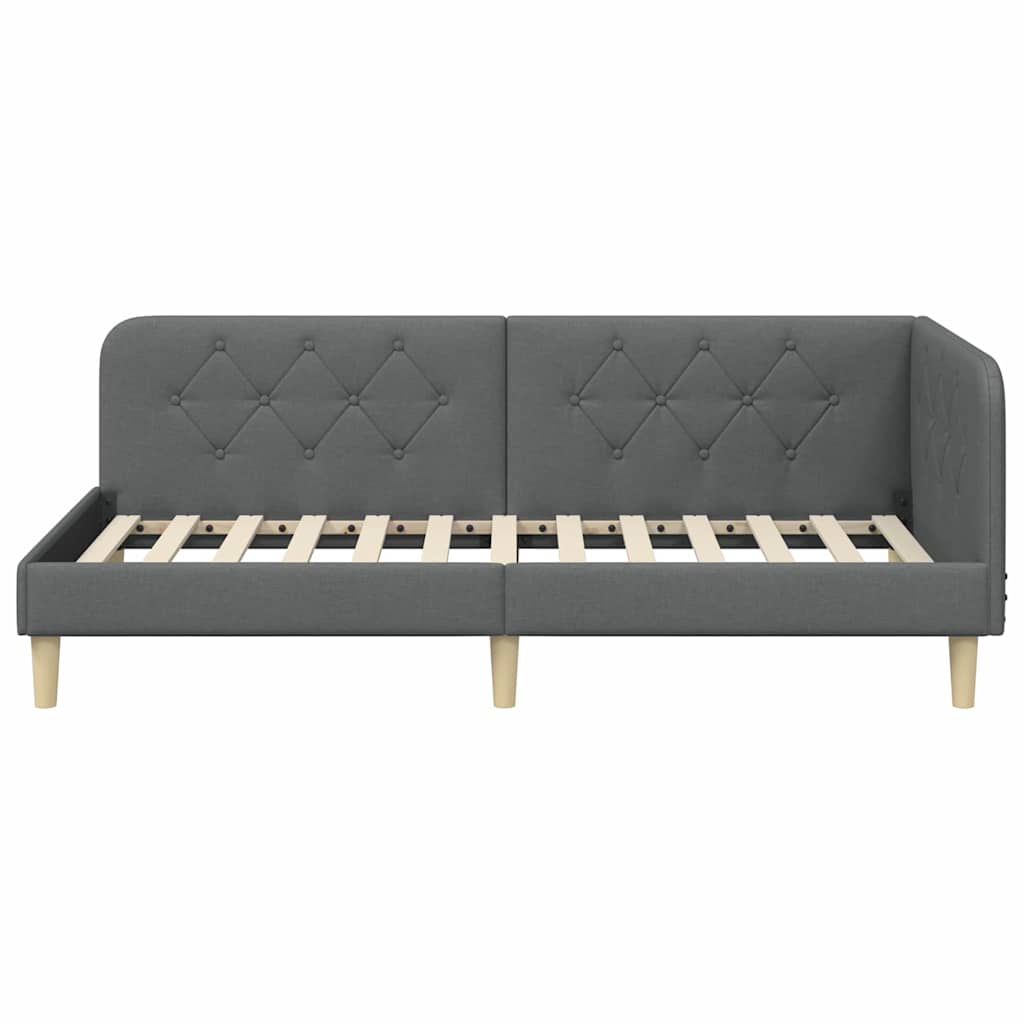 Κρεβάτι Γωνίας Σκούρο Γκρι 90 x 190 cm ύφασμα