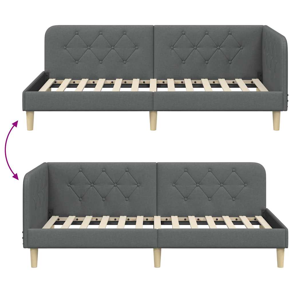 Κρεβάτι Γωνίας Σκούρο Γκρι 90 x 190 cm ύφασμα