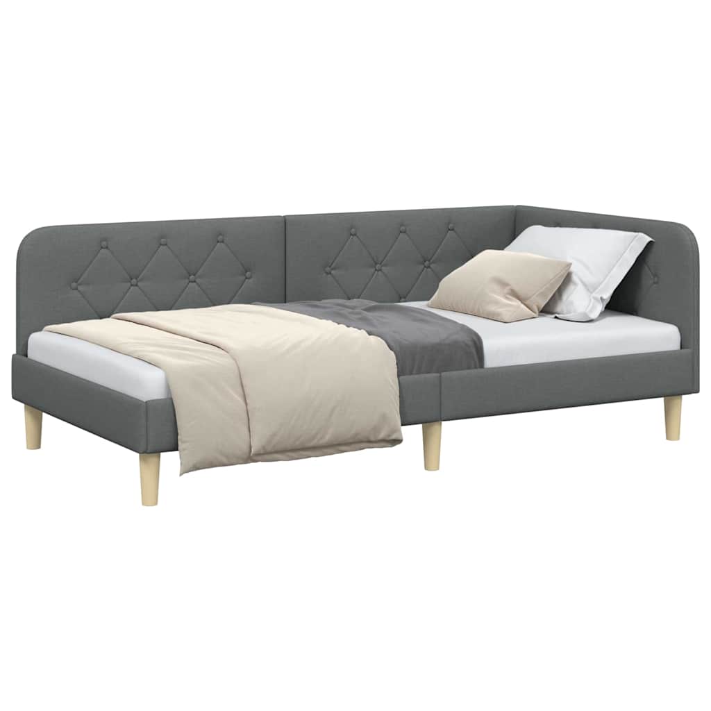 Κρεβάτι Γωνίας Σκούρο Γκρι 90 x 190 cm ύφασμα