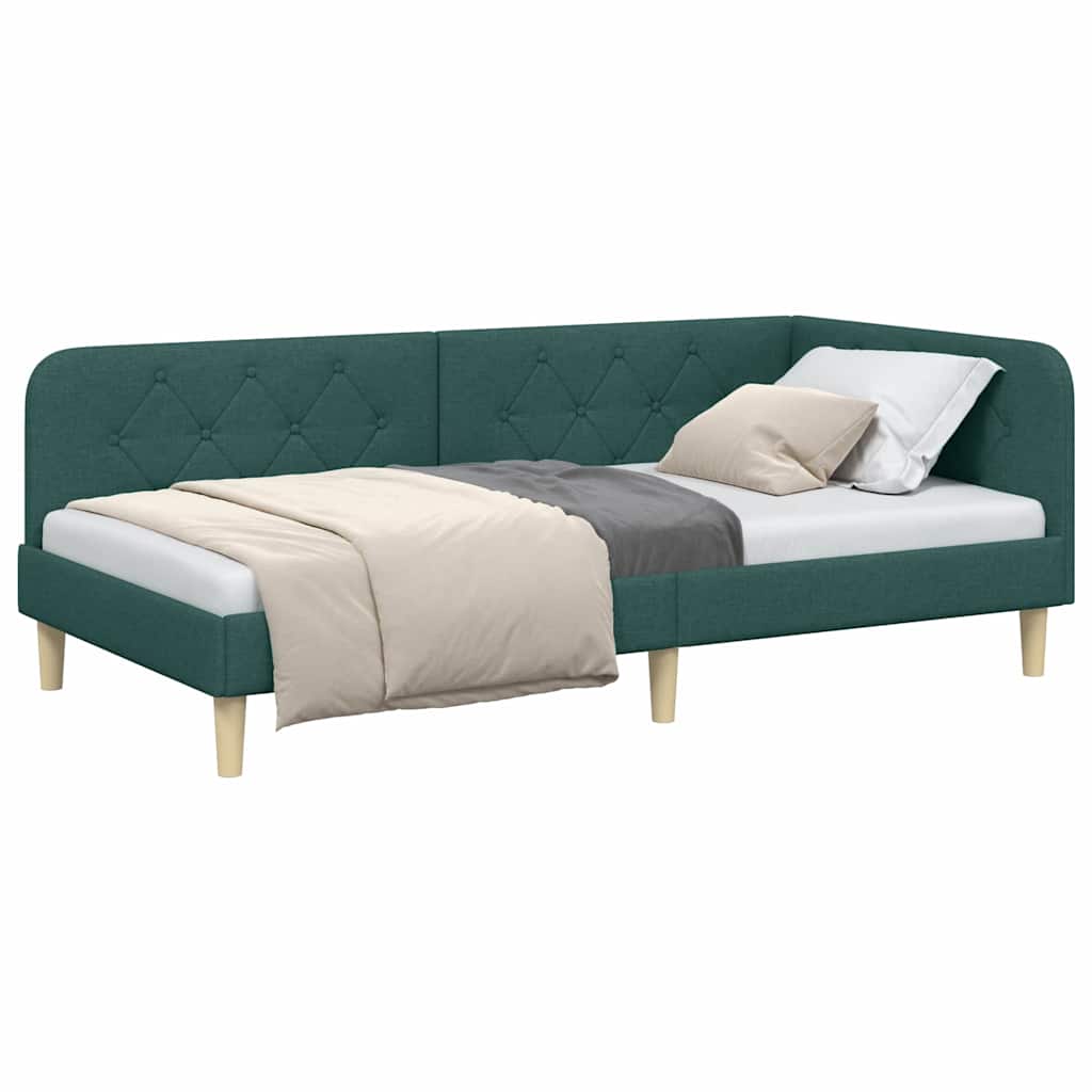Κρεβάτι Γωνίας Σκούρο Πράσινο 90 x 190 cm ύφασμα
