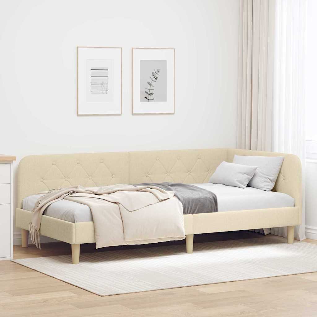 Κρεβάτι Γωνίας Κρεμ 90 x 190 cm ύφασμα