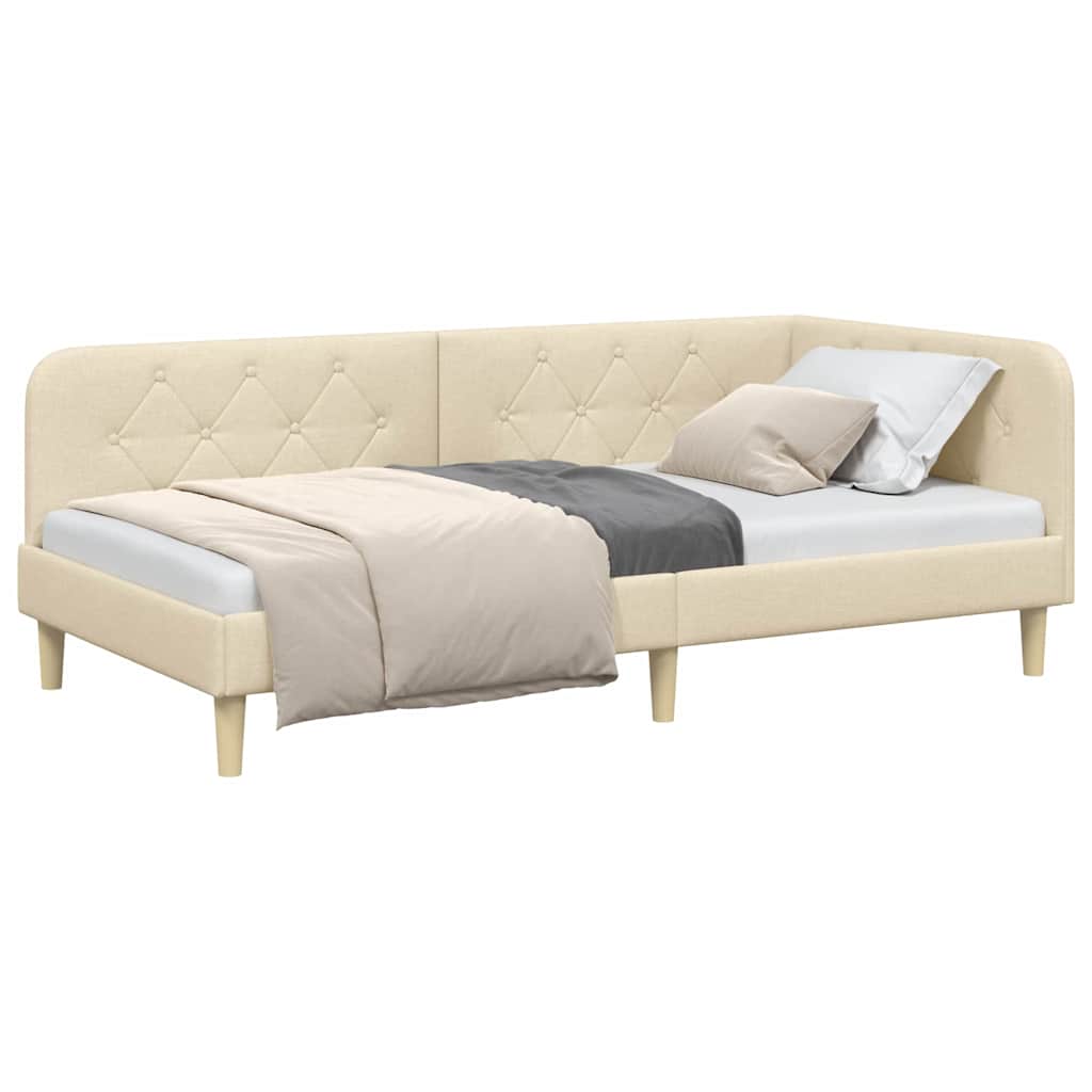 Κρεβάτι Γωνίας Κρεμ 90 x 190 cm ύφασμα