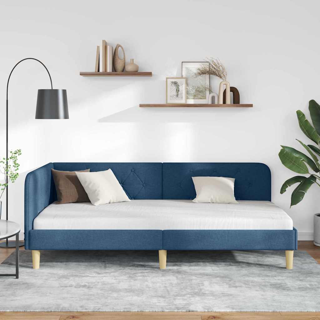 Κρεβάτι Γωνίας Μπλε 90 x 190 cm ύφασμα