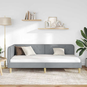 Κρεβάτι Γωνίας με κεφαλάρι Ανοιχτό γκρι 90 x 200 cm ύφασμα - Pakobazaar