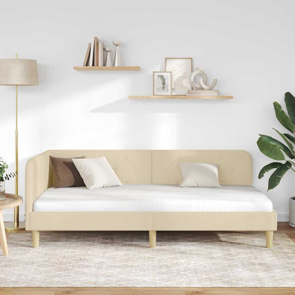 Κρεβάτι Γωνίας Κρεμ 90 x 200 cm ύφασμα