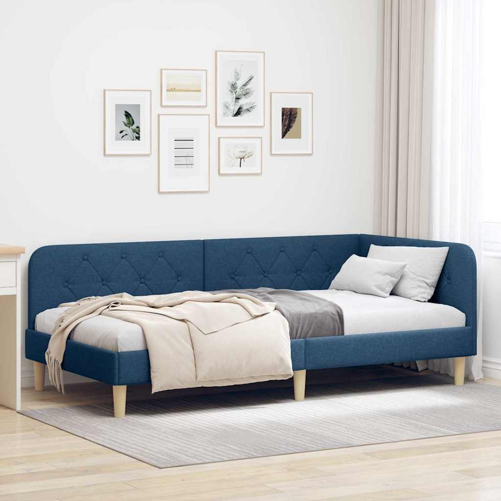 Κρεβάτι Γωνίας Μπλε 90 x 200 cm ύφασμα