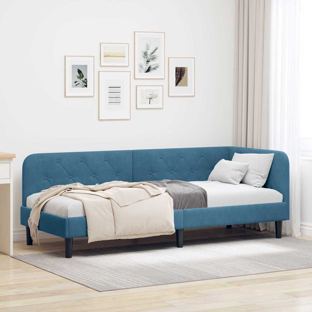 Κρεβάτι Γωνίας Μπλε 80 x 200 cm Βελούδο