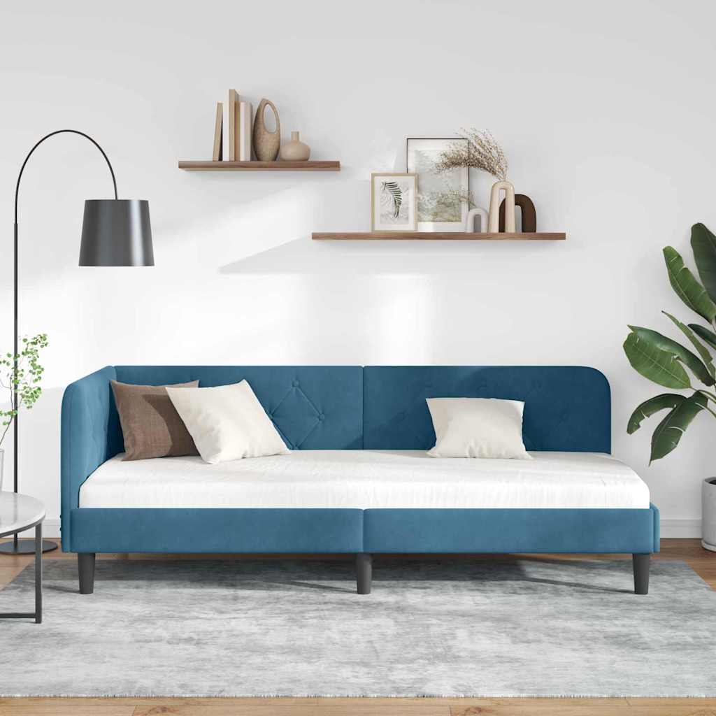 Κρεβάτι Γωνίας Μπλε 80 x 200 cm Βελούδο