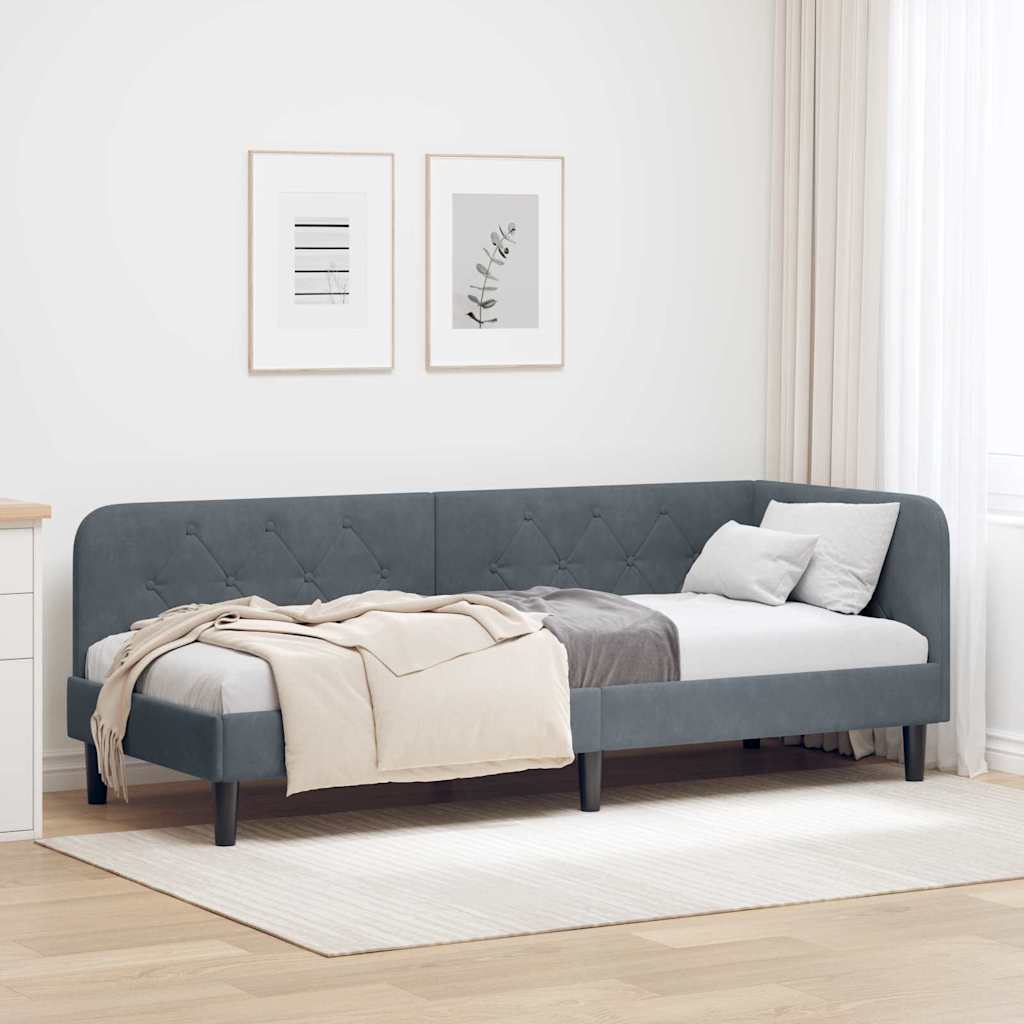 Κρεβάτι Γωνίας Σκούρο Γκρι 80 x 200 cm Βελούδο