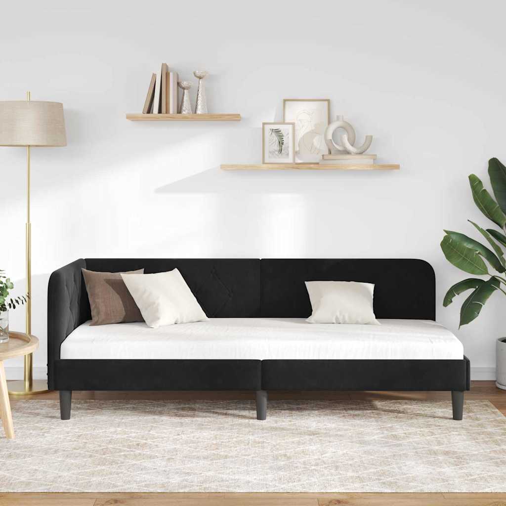 Κρεβάτι Γωνίας Μαύρο 80 x 200 cm Βελούδο