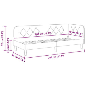 Κρεβάτι Γωνίας Κίτρινο 80 x 200 cm Βελούδο