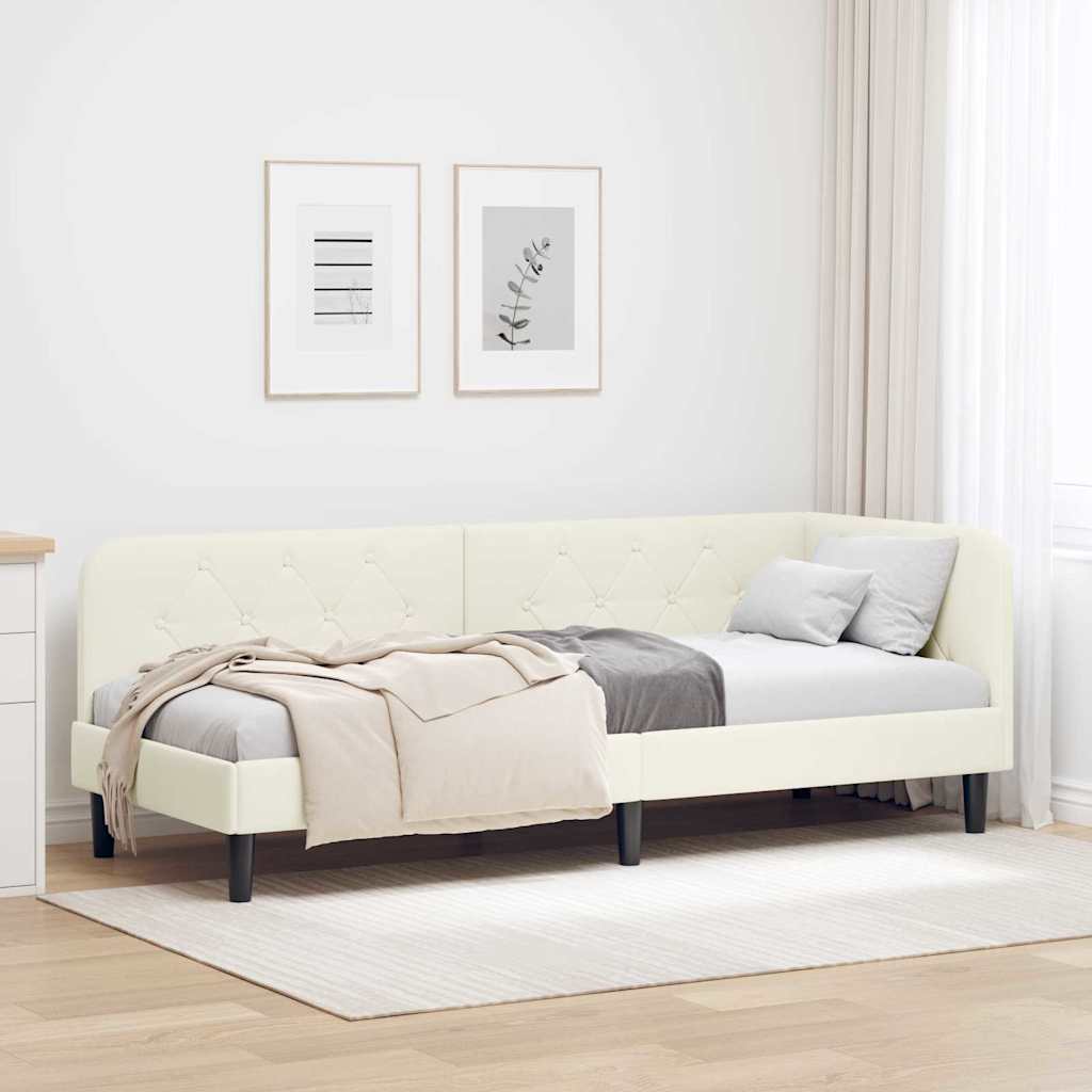 Κρεβάτι Γωνίας Κρεμ 80 x 200 cm Βελούδο