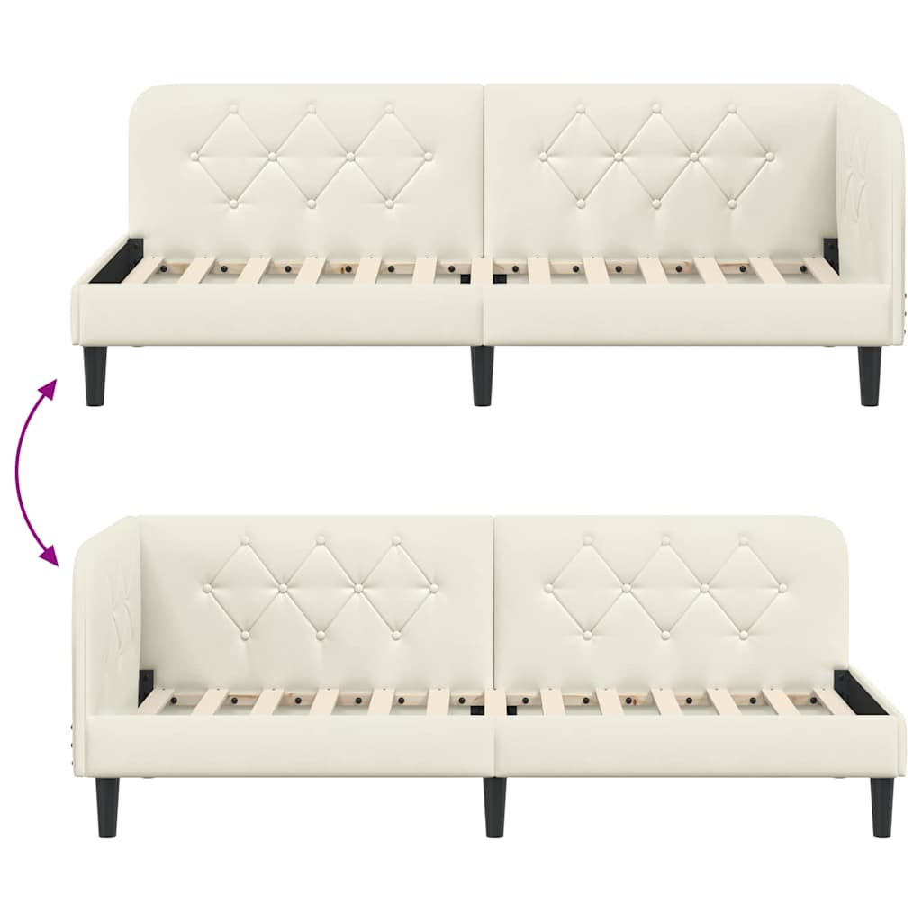 Κρεβάτι Γωνίας Κρεμ 80 x 200 cm Βελούδο
