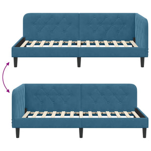 Κρεβάτι Γωνίας Μπλε 90 x 190 cm Βελούδο