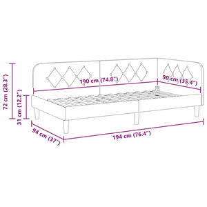 Κρεβάτι Γωνίας Μπλε 90 x 190 cm Βελούδο