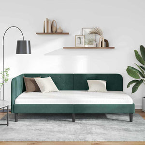 Κρεβάτι Γωνίας Σκούρο Πράσινο 90 x 190 cm Βελούδο