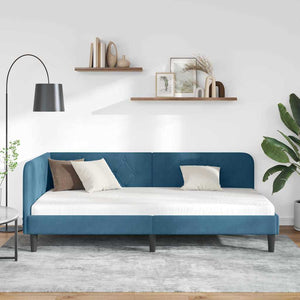Κρεβάτι Γωνίας με κεφαλάρι Μπλε 90 x 200 cm Βελούδο - Pakobazaar