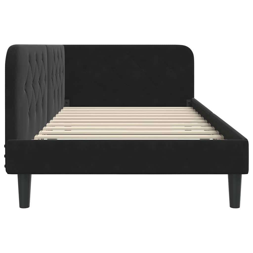 Κρεβάτι Γωνίας με κεφαλάρι Μαύρο 90 x 200 cm Βελούδο - Pakobazaar