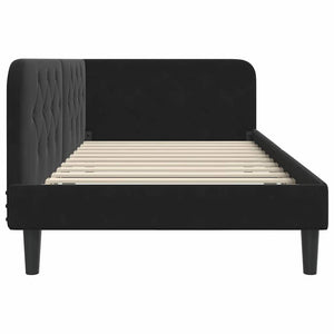 Κρεβάτι Γωνίας με κεφαλάρι Μαύρο 90 x 200 cm Βελούδο - Pakobazaar