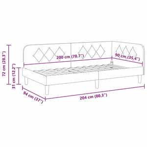 Κρεβάτι Γωνίας Κίτρινο 90 x 200 cm Βελούδο
